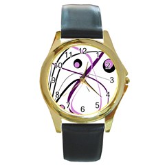 Pink Elegant Design Round Gold Metal Watch by Valentinaart