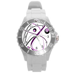 Pink Elegant Design Round Plastic Sport Watch (l) by Valentinaart