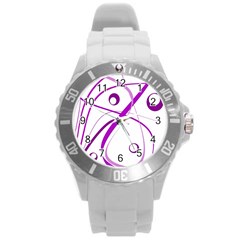 Purple Elegant Design Round Plastic Sport Watch (l) by Valentinaart