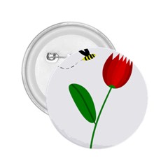 Red Tulip And Bee 2 25  Buttons by Valentinaart