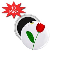 Red Tulip And Bee 1 75  Magnets (10 Pack)  by Valentinaart