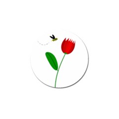 Red Tulip And Bee Golf Ball Marker (4 Pack) by Valentinaart