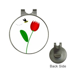 Red Tulip And Bee Hat Clips With Golf Markers by Valentinaart