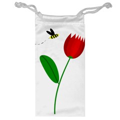 Red Tulip And Bee Jewelry Bags by Valentinaart