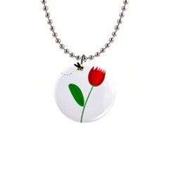 Red Tulip And Bee Button Necklaces by Valentinaart