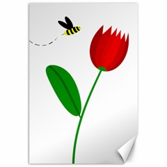 Red Tulip And Bee Canvas 20  X 30   by Valentinaart