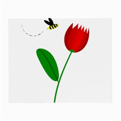 Red Tulip And Bee Small Glasses Cloth (2-side) by Valentinaart