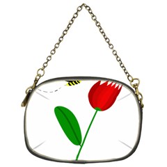 Red Tulip And Bee Chain Purses (one Side)  by Valentinaart