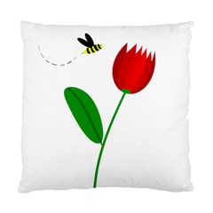 Red Tulip And Bee Standard Cushion Case (two Sides) by Valentinaart