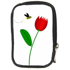 Red Tulip And Bee Compact Camera Cases by Valentinaart