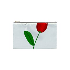 Red Tulip And Bee Cosmetic Bag (small)  by Valentinaart