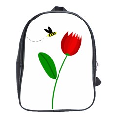 Red Tulip And Bee School Bags(large)  by Valentinaart