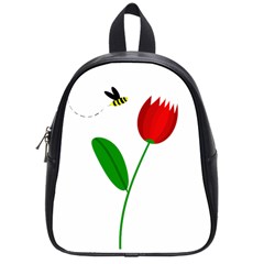 Red Tulip And Bee School Bags (small)  by Valentinaart