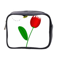 Red Tulip And Bee Mini Toiletries Bag 2-side by Valentinaart