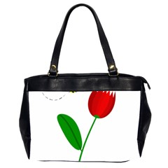 Red Tulip And Bee Office Handbags (2 Sides)  by Valentinaart