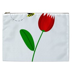 Red Tulip And Bee Cosmetic Bag (xxl)  by Valentinaart