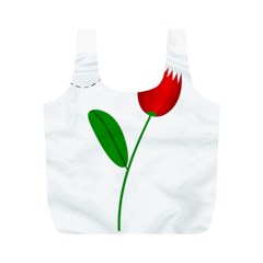 Red Tulip And Bee Full Print Recycle Bags (m)  by Valentinaart