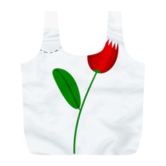 Red Tulip And Bee Full Print Recycle Bags (l)  by Valentinaart