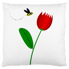 Red Tulip And Bee Standard Flano Cushion Case (one Side) by Valentinaart