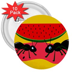 Ants And Watermelon  3  Buttons (10 Pack)  by Valentinaart