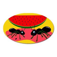 Ants And Watermelon  Oval Magnet by Valentinaart