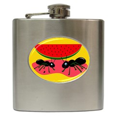 Ants And Watermelon  Hip Flask (6 Oz) by Valentinaart