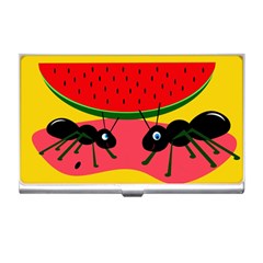 Ants And Watermelon  Business Card Holders by Valentinaart