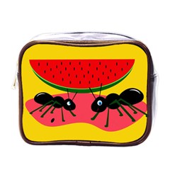 Ants And Watermelon  Mini Toiletries Bags by Valentinaart