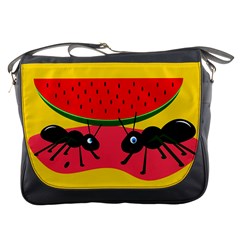 Ants And Watermelon  Messenger Bags by Valentinaart