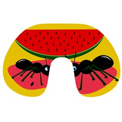 Ants And Watermelon  Travel Neck Pillows by Valentinaart