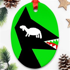 Wolf And Sheep Ornament (oval)  by Valentinaart