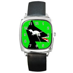 Wolf And Sheep Square Metal Watch by Valentinaart