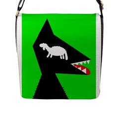 Wolf And Sheep Flap Messenger Bag (l)  by Valentinaart