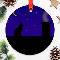 Cat On The Roof  Ornament (round)  by Valentinaart