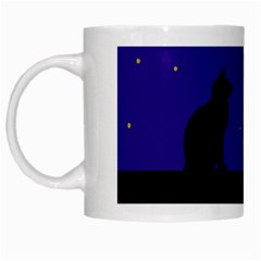 Cat On The Roof  White Mugs by Valentinaart