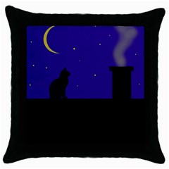 Cat On The Roof  Throw Pillow Case (black) by Valentinaart