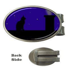 Cat On The Roof  Money Clips (oval)  by Valentinaart