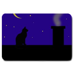 Cat On The Roof  Large Doormat  by Valentinaart