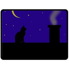 Cat On The Roof  Fleece Blanket (large)  by Valentinaart