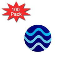 Blue Waves  1  Mini Magnets (100 Pack)  by Valentinaart