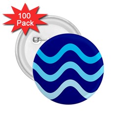 Blue Waves  2 25  Buttons (100 Pack) 