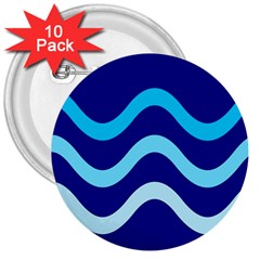 Blue Waves  3  Buttons (10 Pack)  by Valentinaart