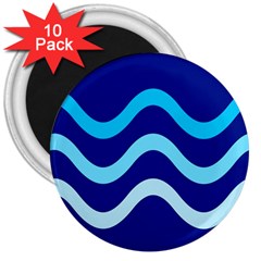 Blue Waves  3  Magnets (10 Pack)  by Valentinaart