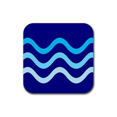 Blue Waves  Rubber Coaster (square)  by Valentinaart