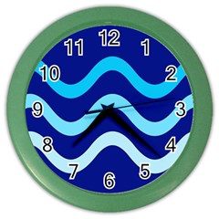 Blue Waves  Color Wall Clocks by Valentinaart