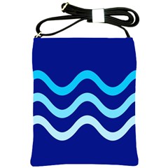 Blue Waves  Shoulder Sling Bags by Valentinaart