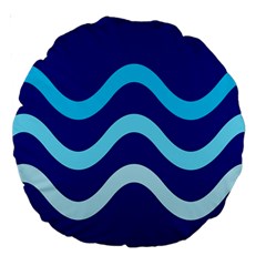 Blue Waves  Large 18  Premium Round Cushions by Valentinaart