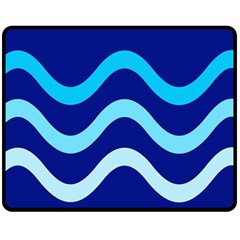 Blue Waves  Double Sided Fleece Blanket (medium)  by Valentinaart