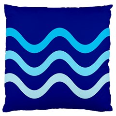 Blue Waves  Large Flano Cushion Case (two Sides) by Valentinaart