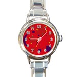 Red abstract sky Round Italian Charm Watch Front